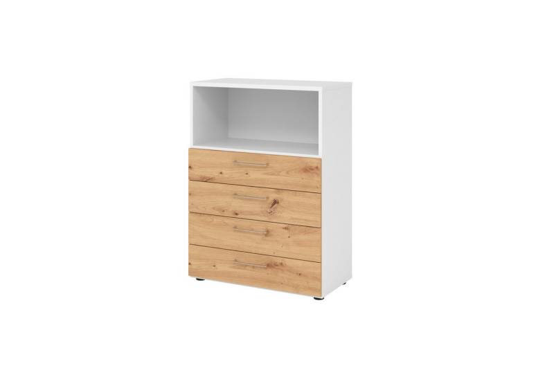 HAMMERBACHER Aktenschrank Regal 3OH 4 Schübe weiß/Asteiche von HAMMERBACHER