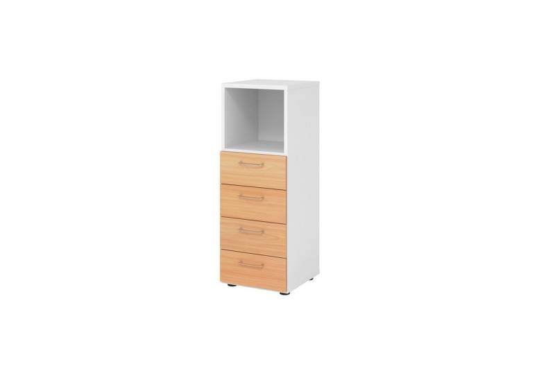 HAMMERBACHER Aktenschrank Regal 3OH 4 Schübe weiß/Buche von HAMMERBACHER