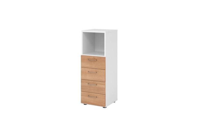 HAMMERBACHER Aktenschrank Regal 3OH 4 Schübe weiß/Nussbaum von HAMMERBACHER