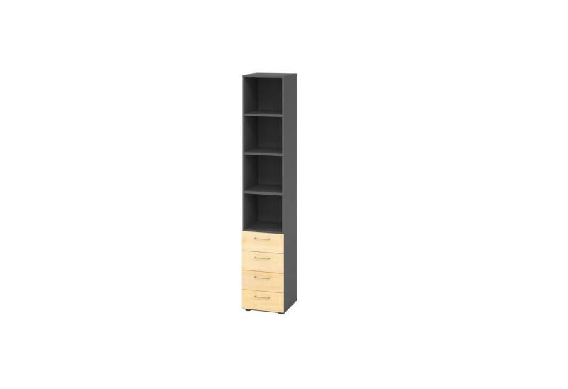 HAMMERBACHER Aktenschrank Regal 6OH 4 Schübe graphit/Ahorn von HAMMERBACHER