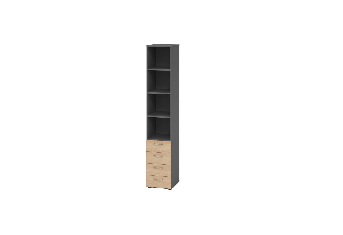 HAMMERBACHER Aktenschrank Regal 6OH 4 Schübe graphit/Eiche. von HAMMERBACHER