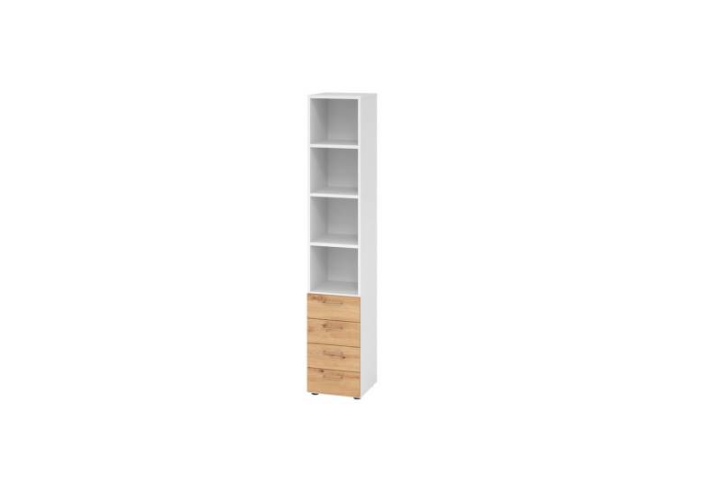 HAMMERBACHER Aktenschrank Regal 6OH 4 Schübe weiß/Asteiche von HAMMERBACHER