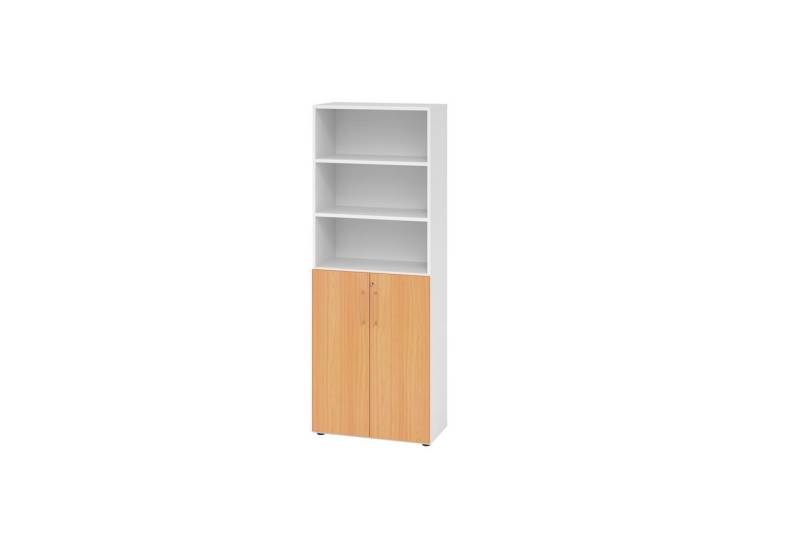 HAMMERBACHER Aktenschrank Regal 6OH Türen 3OH weiß/Buche von HAMMERBACHER