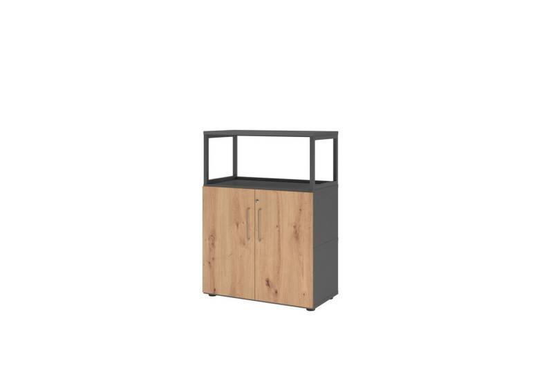 HAMMERBACHER Aktenschrank Regal FlexWall Türen 3OH 1offen graphit/asteiche von HAMMERBACHER