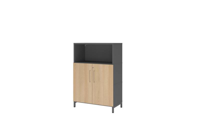 HAMMERBACHER Aktenschrank Regal FlexWall Türen 3OH Sockel graphit/eiche von HAMMERBACHER