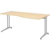 HAMMERBACHER BS18 Schreibtisch ahorn Trapezform, C-Fuß-Gestell silber 180,0 x 80,0/100,0 cm von HAMMERBACHER