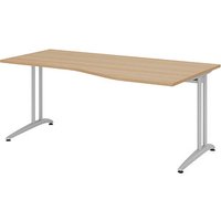 HAMMERBACHER BS18 Schreibtisch eiche Trapezform, C-Fuß-Gestell silber 180,0 x 80,0/100,0 cm von HAMMERBACHER