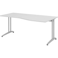 HAMMERBACHER BS18 Schreibtisch lichtgrau Trapezform, C-Fuß-Gestell silber 180,0 x 80,0/100,0 cm von HAMMERBACHER