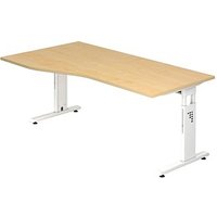 HAMMERBACHER Gradeo höhenverstellbarer Schreibtisch ahorn Trapezform, C-Fuß-Gestell weiß 180,0 x 80,0/100,0 cm von HAMMERBACHER