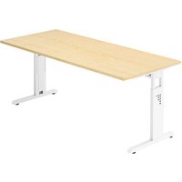 HAMMERBACHER Gradeo höhenverstellbarer Schreibtisch ahorn rechteckig, C-Fuß-Gestell weiß 180,0 x 80,0 cm von HAMMERBACHER