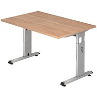 HAMMERBACHER Gradeo höhenverstellbarer Schreibtisch nussbaum rechteckig, C-Fuß-Gestell silber 120,0 x 80,0 cm von HAMMERBACHER