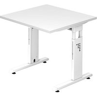 HAMMERBACHER Gradeo höhenverstellbarer Schreibtisch weiß quadratisch, C-Fuß-Gestell weiß 80,0 x 80,0 cm von HAMMERBACHER
