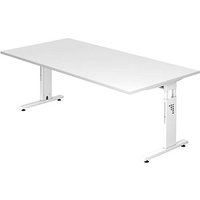 HAMMERBACHER Gradeo höhenverstellbarer Schreibtisch weiß rechteckig, C-Fuß-Gestell weiß 200,0 x 100,0 cm von HAMMERBACHER