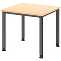 HAMMERBACHER HS08 höhenverstellbarer Schreibtisch ahorn quadratisch, 4-Fuß-Gestell grau 80,0 x 80,0 cm von HAMMERBACHER