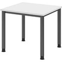 HAMMERBACHER HS08 höhenverstellbarer Schreibtisch weiß quadratisch, 4-Fuß-Gestell grau 80,0 x 80,0 cm von HAMMERBACHER