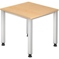 HAMMERBACHER Akandia höhenverstellbarer Schreibtisch ahorn quadratisch, 4-Fuß-Gestell silber 80,0 x 80,0 cm von HAMMERBACHER