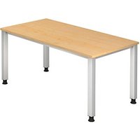 HAMMERBACHER Akandia höhenverstellbarer Schreibtisch ahorn rechteckig, 4-Fuß-Gestell silber 160,0 x 80,0 cm von HAMMERBACHER