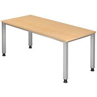 HAMMERBACHER Akandia höhenverstellbarer Schreibtisch ahorn rechteckig, 4-Fuß-Gestell silber 180,0 x 80,0 cm von HAMMERBACHER