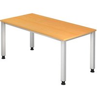 HAMMERBACHER Akandia höhenverstellbarer Schreibtisch buche rechteckig, 4-Fuß-Gestell silber 160,0 x 80,0 cm von HAMMERBACHER