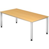 HAMMERBACHER QS2E höhenverstellbarer Schreibtisch buche rechteckig, 4-Fuß-Gestell silber 200,0 x 100,0 cm von HAMMERBACHER