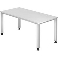 HAMMERBACHER Akandia höhenverstellbarer Schreibtisch weiß rechteckig, 4-Fuß-Gestell silber 160,0 x 80,0 cm von HAMMERBACHER