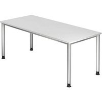 HAMMERBACHER Orbis höhenverstellbarer Schreibtisch weiß rechteckig, 4-Fuß-Gestell silber 180,0 x 80,0 cm von HAMMERBACHER