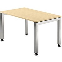 HAMMERBACHER Prokura höhenverstellbarer Schreibtisch ahorn rechteckig, 4-Fuß-Gestell silber 120,0 x 80,0 cm von HAMMERBACHER