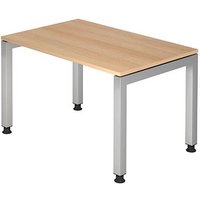 HAMMERBACHER Prokura höhenverstellbarer Schreibtisch eiche rechteckig, 4-Fuß-Gestell silber 120,0 x 80,0 cm von HAMMERBACHER