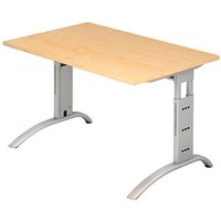 HAMMERBACHER Savona höhenverstellbarer Schreibtisch ahorn rechteckig, C-Fuß-Gestell silber 120,0 x 80,0 cm von HAMMERBACHER