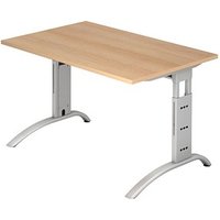 HAMMERBACHER Savona höhenverstellbarer Schreibtisch eiche rechteckig, C-Fuß-Gestell silber 120,0 x 80,0 cm von HAMMERBACHER