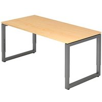 HAMMERBACHER Unni SE1 höhenverstellbarer Schreibtisch ahorn rechteckig, Kufen-Gestell grau 160,0 x 80,0 cm von HAMMERBACHER