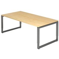 HAMMERBACHER Unni SE1 höhenverstellbarer Schreibtisch ahorn rechteckig, Kufen-Gestell grau 200,0 x 100,0 cm von HAMMERBACHER