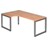 HAMMERBACHER Unni SE1 höhenverstellbarer Schreibtisch nussbaum L-Form, Kufen-Gestell grau 200,0 x 120,0 cm von HAMMERBACHER