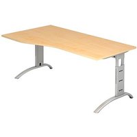 HAMMERBACHER FS18 höhenverstellbarer Schreibtisch ahorn Trapezform, C-Fuß-Gestell silber 180,0 x 80,0/100,0 cm HAMMERBACHER FS18 höhenverstellbarer Schreibtisch ahorn Trapezform, C-Fuß-Gestell silber 180,0 x 80,0/100,0 cm von HAMMERBACHER