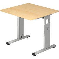 HAMMERBACHER OS 08 höhenverstellbarer Schreibtisch ahorn quadratisch, C-Fuß-Gestell silber 80,0 x 80,0 cm von HAMMERBACHER