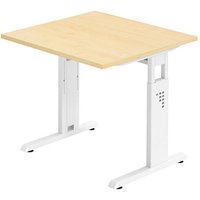 HAMMERBACHER OS 08 höhenverstellbarer Schreibtisch ahorn quadratisch, C-Fuß-Gestell weiß 80,0 x 80,0 cm von HAMMERBACHER