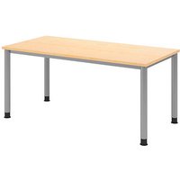 HAMMERBACHER HS16 höhenverstellbarer Schreibtisch ahorn rechteckig, 4-Fuß-Gestell silber 160,0 x 80,0 cm von HAMMERBACHER