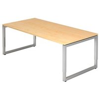 HAMMERBACHER RS2E höhenverstellbarer Schreibtisch ahorn rechteckig, Kufen-Gestell silber 200,0 x 100,0 cm von HAMMERBACHER