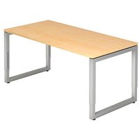 HAMMERBACHER RS16 höhenverstellbarer Schreibtisch ahorn rechteckig, Kufen-Gestell silber 160,0 x 80,0 cm von HAMMERBACHER