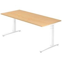 HAMMERBACHER XB19 höhenverstellbarer Schreibtisch ahorn, weiß rechteckig, C-Fuß-Gestell weiß 180,0 x 80,0 cm von HAMMERBACHER