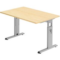 HAMMERBACHER OS 12 höhenverstellbarer Schreibtisch ahorn rechteckig, C-Fuß-Gestell silber 120,0 x 80,0 cm von HAMMERBACHER