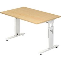 HAMMERBACHER OS 12 höhenverstellbarer Schreibtisch ahorn rechteckig, C-Fuß-Gestell weiß 120,0 x 80,0 cm von HAMMERBACHER