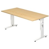 HAMMERBACHER OS 16 höhenverstellbarer Schreibtisch ahorn rechteckig, C-Fuß-Gestell weiß 160,0 x 80,0 cm von HAMMERBACHER