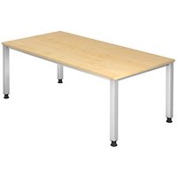 HAMMERBACHER QS2E höhenverstellbarer Schreibtisch ahorn rechteckig, 4-Fuß-Gestell silber 200,0 x 100,0 cm von HAMMERBACHER