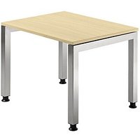 HAMMERBACHER JS08 höhenverstellbarer Schreibtisch ahorn rechteckig, 4-Fuß-Gestell silber 80,0 x 80,0 cm von HAMMERBACHER