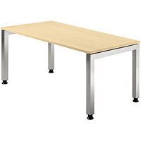 HAMMERBACHER JS16 höhenverstellbarer Schreibtisch ahorn rechteckig, 4-Fuß-Gestell silber 160,0 x 80,0 cm von HAMMERBACHER