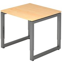 HAMMERBACHER RS08 höhenverstellbarer Schreibtisch ahorn rechteckig, Kufen-Gestell grau 80,0 x 80,0 cm von HAMMERBACHER