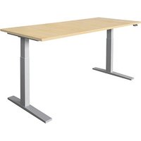 HAMMERBACHER XMKA19 elektrisch höhenverstellbarer Schreibtisch ahorn rechteckig, C-Fuß-Gestell silber 180,0 x 80,0 cm von HAMMERBACHER