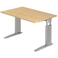 HAMMERBACHER US12 höhenverstellbarer Schreibtisch ahorn rechteckig, C-Fuß-Gestell silber 120,0 x 80,0 cm von HAMMERBACHER