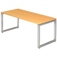 HAMMERBACHER RS19 höhenverstellbarer Schreibtisch buche rechteckig, Kufen-Gestell silber 180,0 x 80,0 cm von HAMMERBACHER